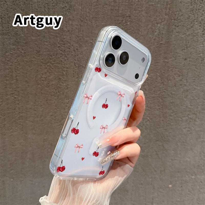 Cherry Bow Love Advanced fashion giftMagnetic Phone Case for iPhone 15 Plus 17 16 Pro Max Air E 14 13 12 11 X XS XR Shockproof Soft Premium Stylish Durable Protection Case