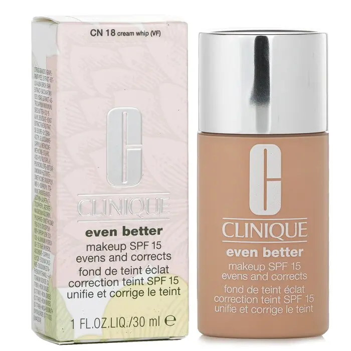 CLINIQUE Even Better Cosmetic Liquid Concealer Foundation SPF15 - No.14 Creamwhip Color Cream Concealer, 30ml/1oz, UV Protection for Dry Combination to Combination Oily Skin, Liquid Foundation, Makeup, Flawless Base Foundation