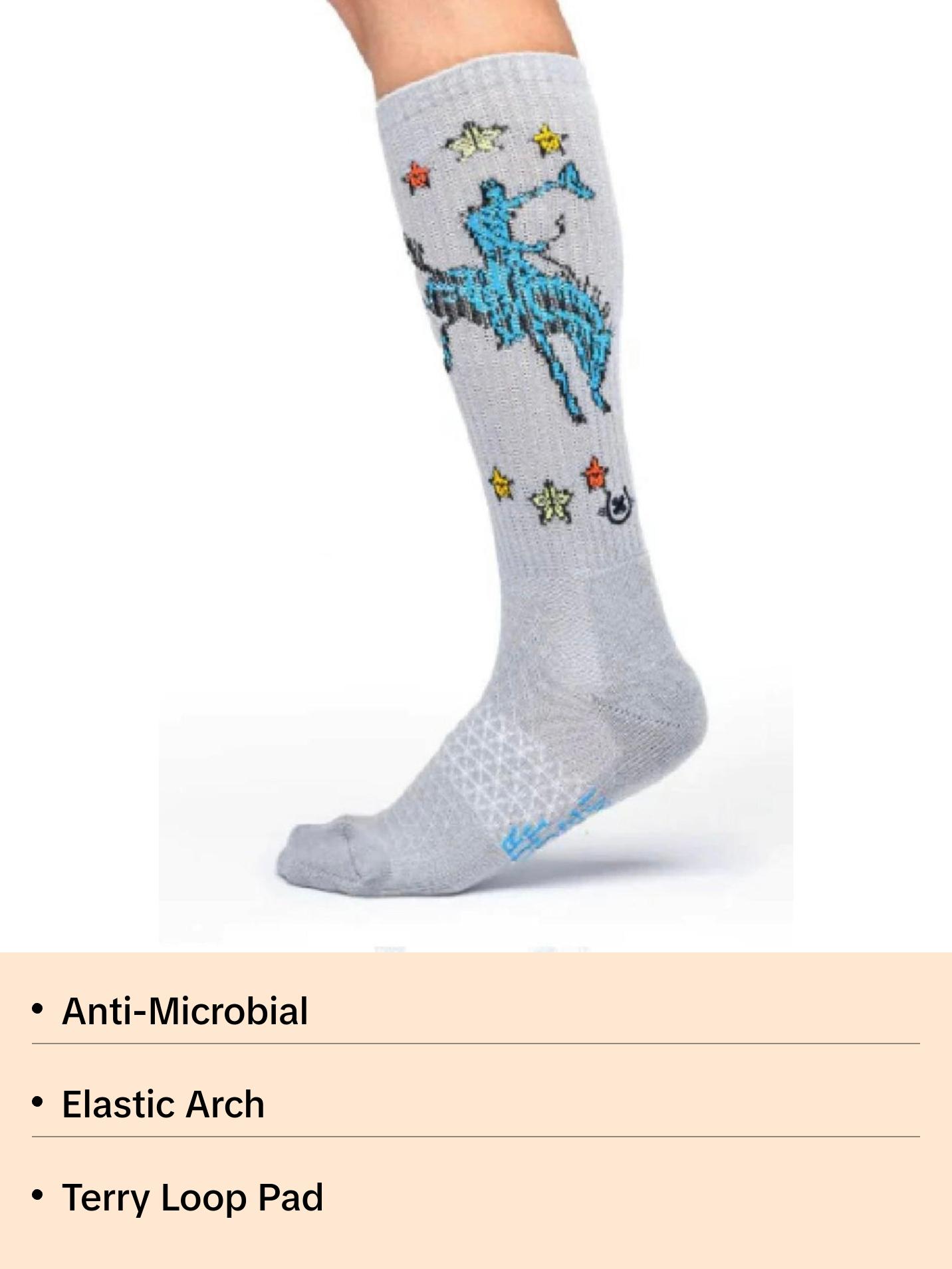 Lucky Chuck Fringe Long Live Grey Crew Socks