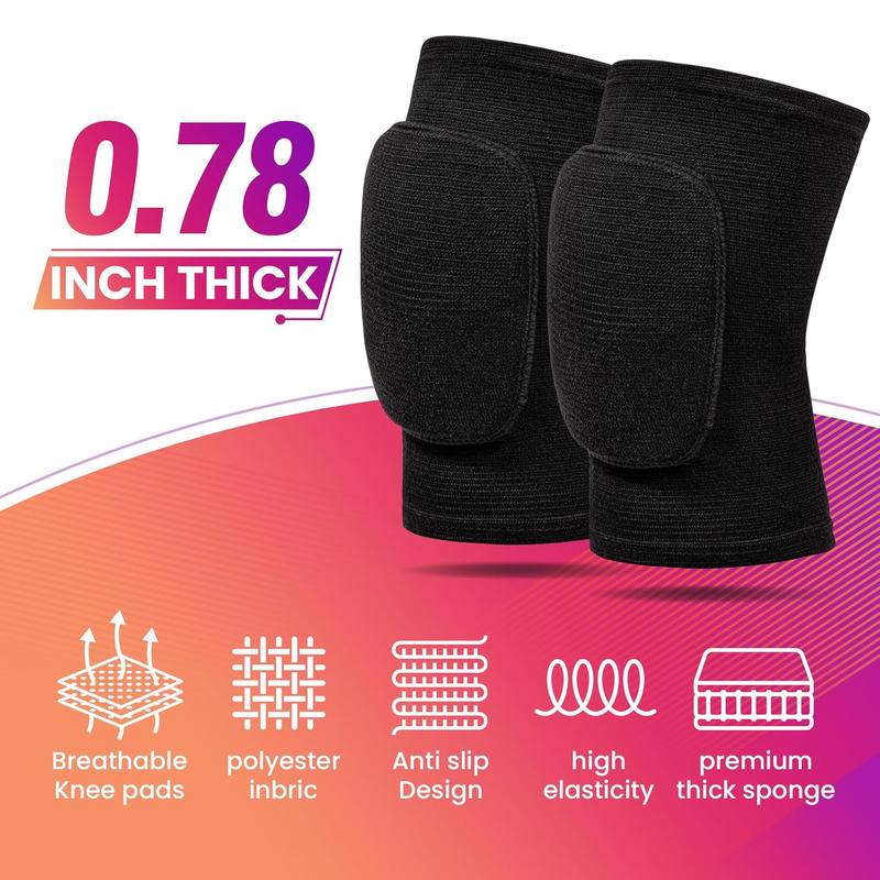 Knee Pads for Women, Men, Kids, Girls, Basketball, Volleyball, Football, Dance, Yoga, Tennis, Running, Cycling, Workout, Climbing - Black Small