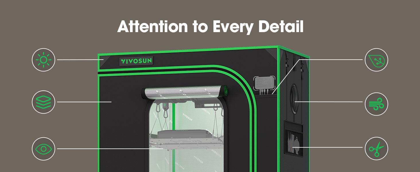 VIVOSUN PRO Grow Tent, with Thick 1 inch Poles, Strengthened High Reflective Mylar Oxford Fabric, Extra Hanging Bars & High CFM Kit for Hydroponics Indoor Plant for AeroLight A200SE VIVOSUN PRO Grow Tent, with Thick 1 inch Poles, Strengthened High Reflective Mylar Oxford Fabric, Extra Hanging Bars & High CFM Kit for Hydroponics Indoor Plant for AeroLight A200SE