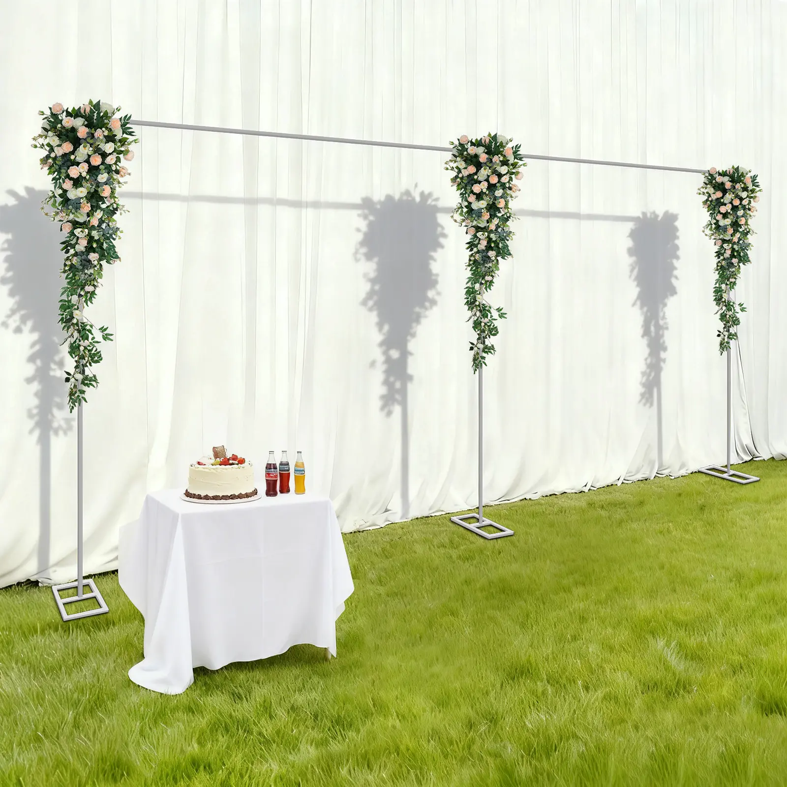 Backdrop Stand, 19.7x9.8ft Adjustable Backdrop Stand Kit, Square Wedding Arch Backdrop Stand, Metal Balloon Arch Frame Stand for Parties Wedding Birthday Graduation Ceremony Anniversary Bridal Baby Shower Decoration
