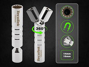 11Pcs 3/8" Drive Spark Plug Socket Set with Click Torque Wrench, Spark Plug Gapper, Universal Joint, Extension Bar, 9/16", 5/8", 3/4", 13/16", 14, 16 and 18mm, CR-V Sockets with Rubber Rings