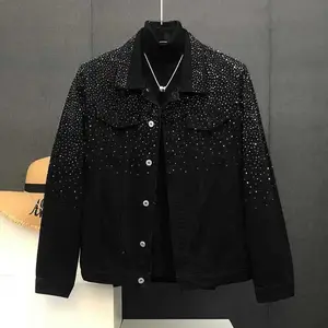 Fashionable Hot Diamond Jacket Spring and Autumn 2025 New Men's Tops Retro Short JacketsHigh-quality men's fashion, high-quality men's clothing   Black