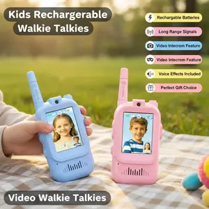 Rechargeable Kids Walkie Talkies 2 Pack | Video Walkie Talkie for Kids Long Range Two Way Radios with Video Intercom Voice Effects | Toys for 3-12 Years Old Boys Girls Birthday Christmas Gifts | Indoor Outdoor Travel Use