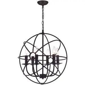 CWI Lighting Arza 6 Light 18 inch Brown Up Chandelier Ceiling Light 5464P18DB