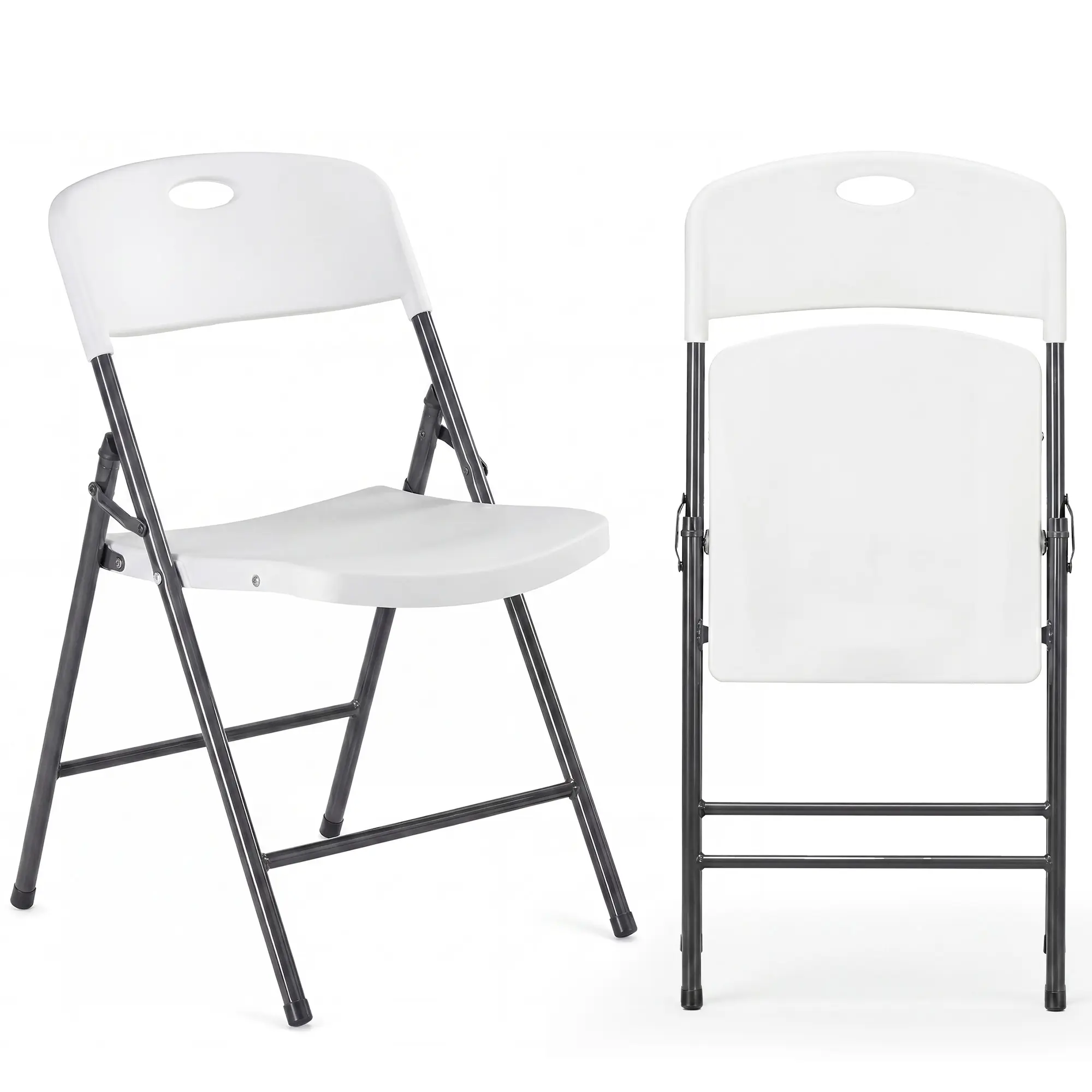 Heavy-Duty Plastic Foldable Chair - Ergonomic Back, 330 Lbs Weight Capacity, Stackable, Portable Indoor & Patio Furniture, Plastic Folding Chairs, Chairs