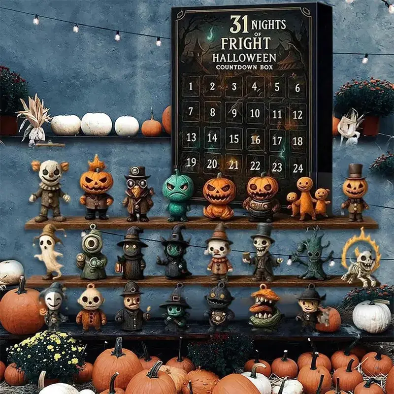2026 Halloween Countdown Advent Calendar Gift Box - 31 Nights of Fright Blindbags Surprise Set, Scary Doll Collectible Minifigures, Hanging Charms, Mini Decorations, Festive Horror Vibe Gift for Horror Lovers with Daily Halloween Surprise