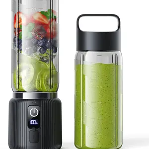 Portable Blender, Small Smoothie & Shake Maker with 8 Blades, Compact Personal Blender with LED Display, USB C Rechargeable Juice Mixer with Extra Lid for Travel, Gym, Home