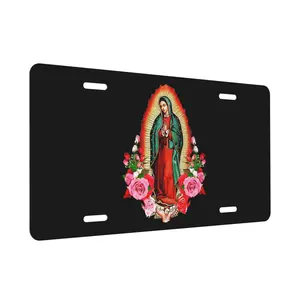 Our Lady Of Guadalupe Virgin Mary License Plate Aluminum Metal Car Tag Novelty Home Decoration For Women And Men 6x12 Inch