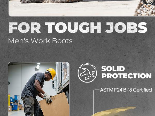 NORTIV 8 [Paladin-Steel] Men's Steel-Toe Work Boots - Breathable & Durable, Slip-Resistant, Round Toe, Cuban Heel, ASTM 2413-18 Boy Closed Construction Tough