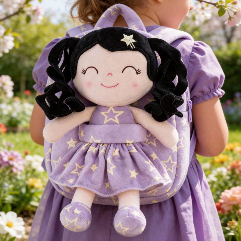 Gloveleya Strawberry Fruit Doll Backpack - 9" Soft Plush Toy Bag with Removable Berry Girl, 2-in-1 Toddler Backpack for Ages 2-4, Sweet Birthday & Valentine's Day Gift for Girls