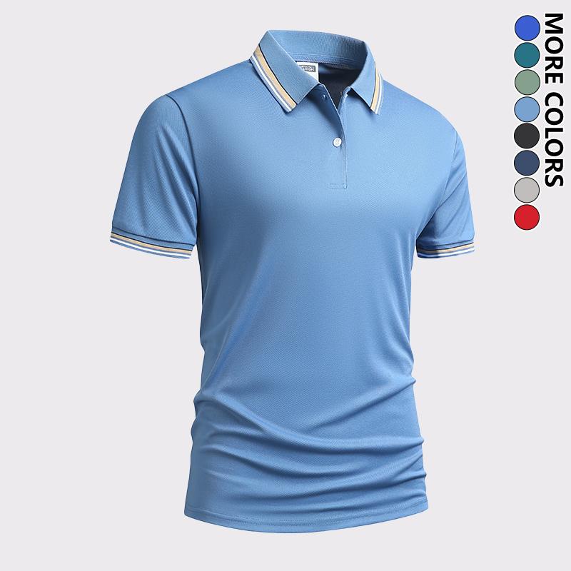 Pack of 5 - Men's Quick Dry Color Block Striped Polo Shirt, Classic Button-Down Collar Top, Trendy Casual Sports Short Sleeve Polo, Suitable for Everyday Activities, Playing Ball, Golf, Outdoor Sports Pack of 5 - Men's Quick Dry Color Block Striped Polo Shirt, Classic Button-Down Collar Top, Trendy Casual Sports Short Sleeve Polo, Suitable for Everyday Activities, Playing Ball, Golf, Outdoor Sports