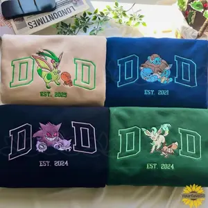 Custom PokaDad Embroidered Shirt, Personalized Anime Characters Sweatshirt, Anime Father's Day Gift, Birthday Gift For Dad, Pocket Beast