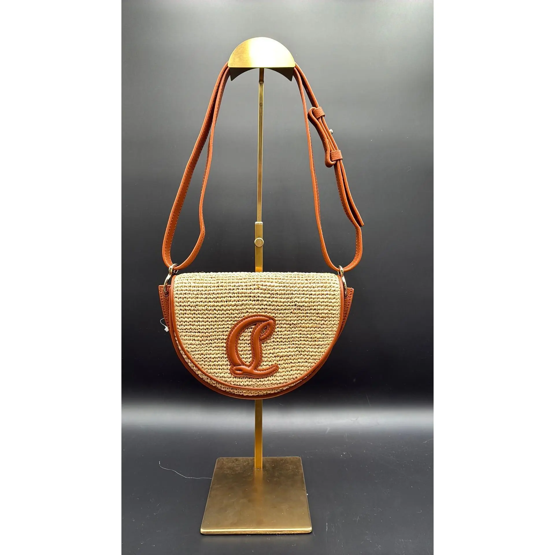 Pre-owned Leather Luxury Bags & Accessories Christian Louboutin By My Side Small Raffia & Crossbody bag Date Code: NODC0714260. Entrupy ID: R7GDXH4.