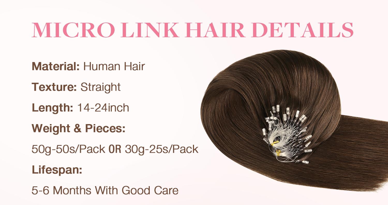 GOO GOO Micro Link Hair Extensions Real Human Hair 14-24Inch 50g-50s/30g-25s, Cold Fusion, Invisible Remy, Micro Loop Micro Ring Hair Extensions Silky Straight Hair Extensions#Greenish#TikTokShopSpringGlowUp