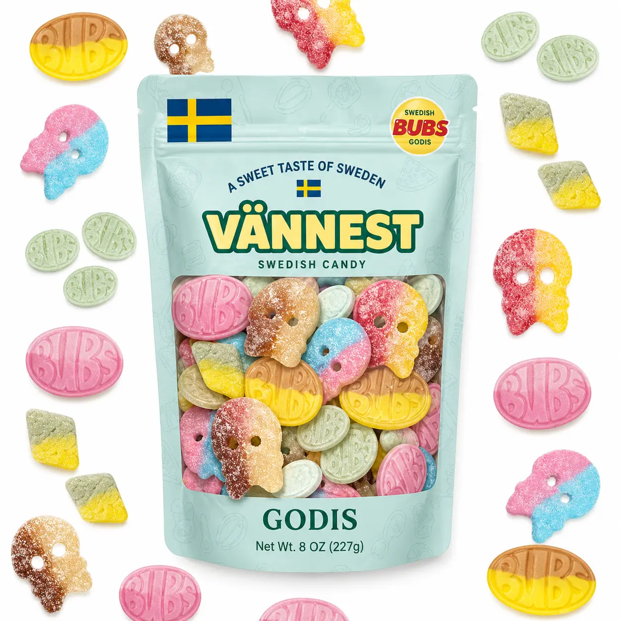 Bubs Swedish Candy Sweet/Sour Mix 1/2 lb Snack Bonbon