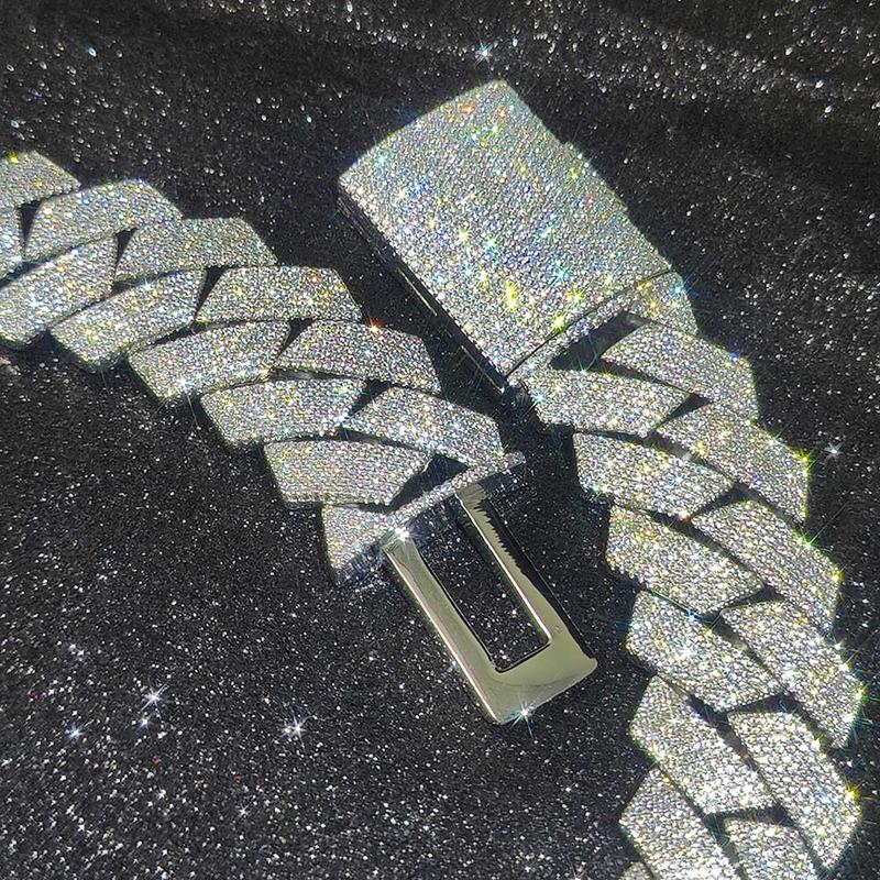 Pass Diamond Test GRA Moissanite 25mm Wide 6Rows 925 Solid Silver Cuban link chain for Rapper Hip Hop VVS Iced Out Necklace Pass Diamond Test GRA Moissanite 25mm Wide 6Rows 925 Solid Silver Cuban link chain for Rapper Hip Hop VVS Iced Out Necklace
