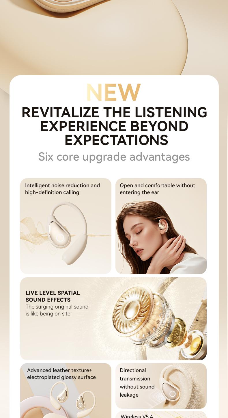 Acer OHR515 Wireless Earbuds,Open-ear Design Wireless Earphone, LongBattery Life Earbuds for Sports, Touch ControlEarbuds,Audio Headset Electronic ear headphone Digital Bluetooth openearearbuds Loudspeaker Black wireless headphones wired earphones