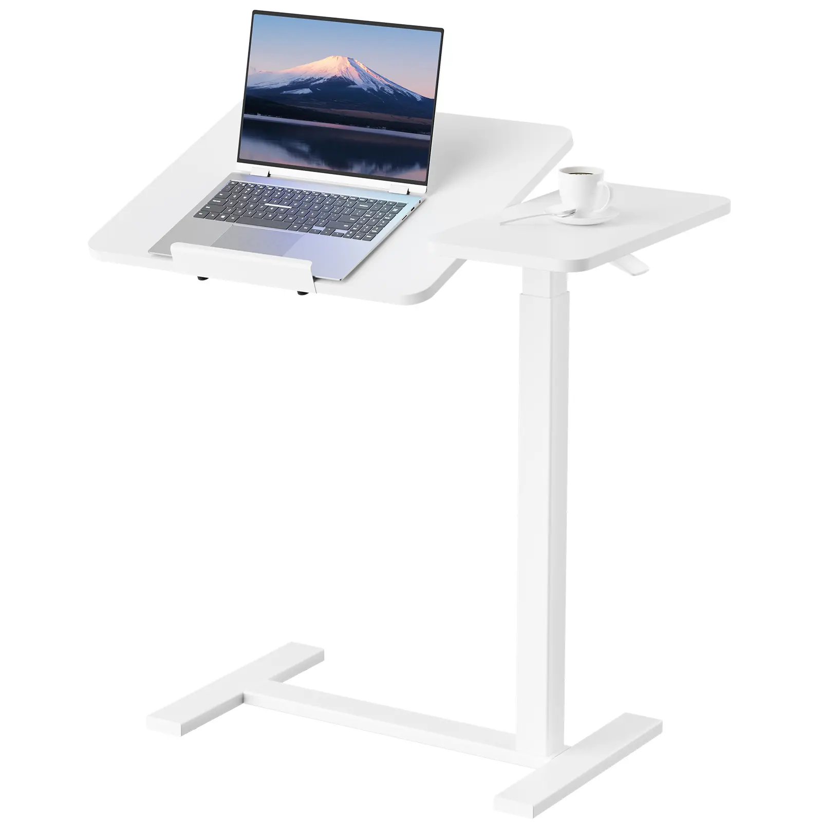 Overbed Bedside Table with Wheels, Adjustable Hospital & Home Use Bed Table, Rolling Laptop Table, Mobile Standing Desk, Bedside Table Nightstand, Indoor Side Table