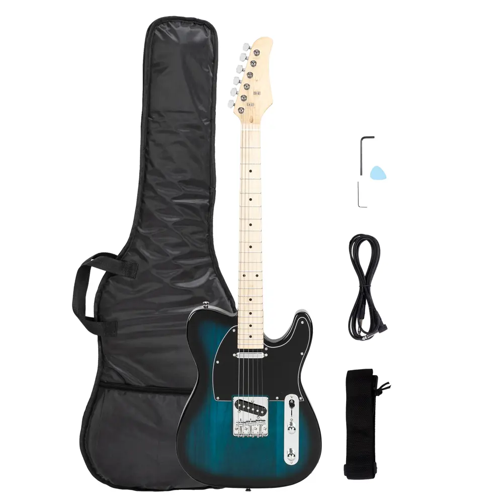 GTL Electric Guitar with Maple Fingerboard, SS Pickup, Basswood Body, Full Size Beginner Guitar with Accessories, Blue Finish, Complete Starter Guitar Kit for Adults Teens, Home Practice and Music Learning