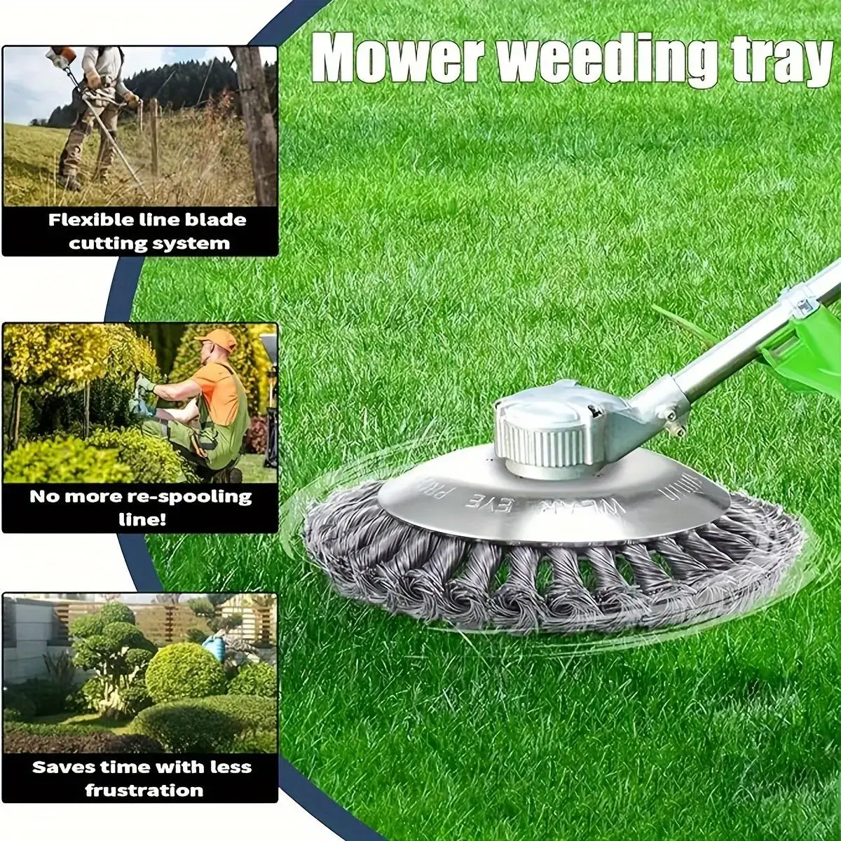6 Inch Unbreakable Wired Trimmer Blade, Weed Feeder - Wire Rotary Brush Cutter for Moss, Grass, Rust Removal on Paving Stones, Paving Stones or Driveways, Weed Control | Rotary Brush Cutter | Durable Cutting System, Weed Feeder Accessories