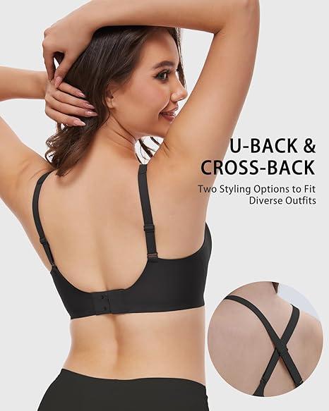 Jelly Wireless Womens Comfortable Wireless Bras Push Up Bralettes Seamless Tshirts Bras Deep V Everyday Bras