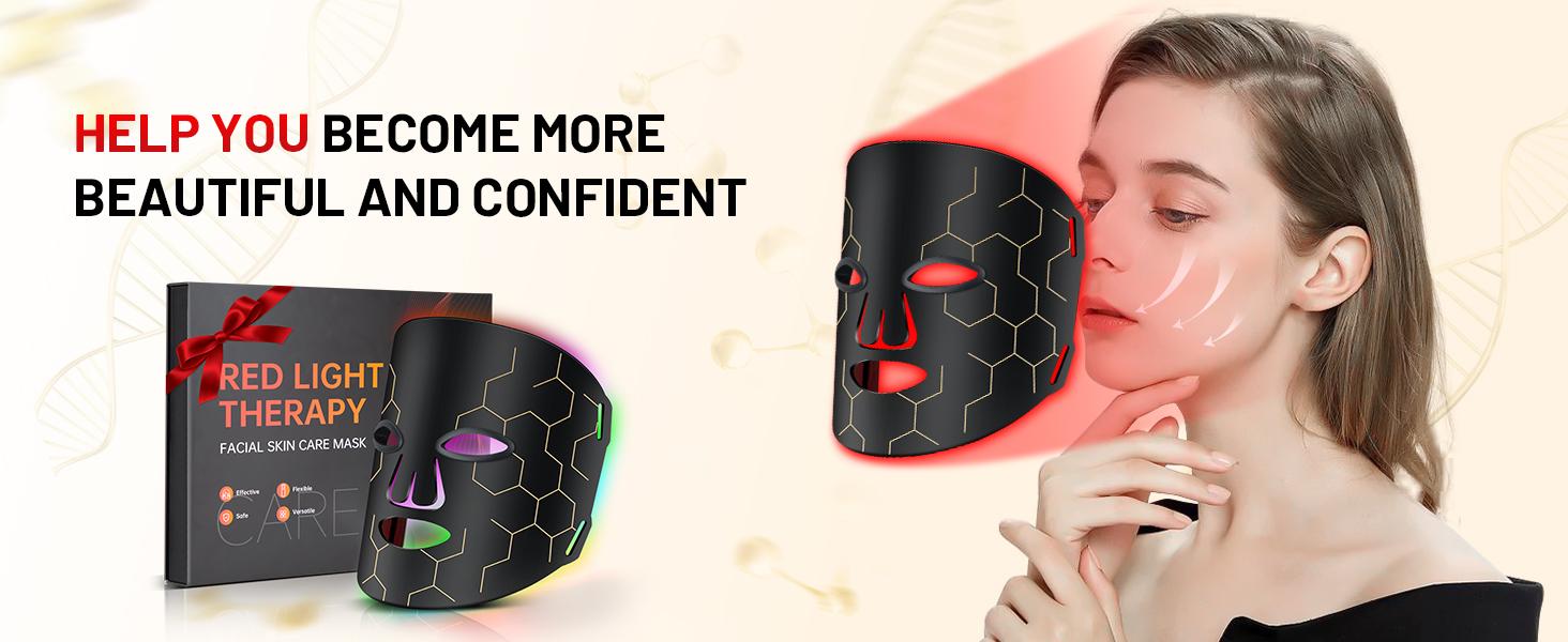 Red Light Therapy Mask for Face 8 Modes LED Face Mask Light Therapy with 288 LEDs 630nm & 850nm Infrared Light Therapy Mask at Home Portable with Timer & 2600mAh Remote Control for Anti-Aging