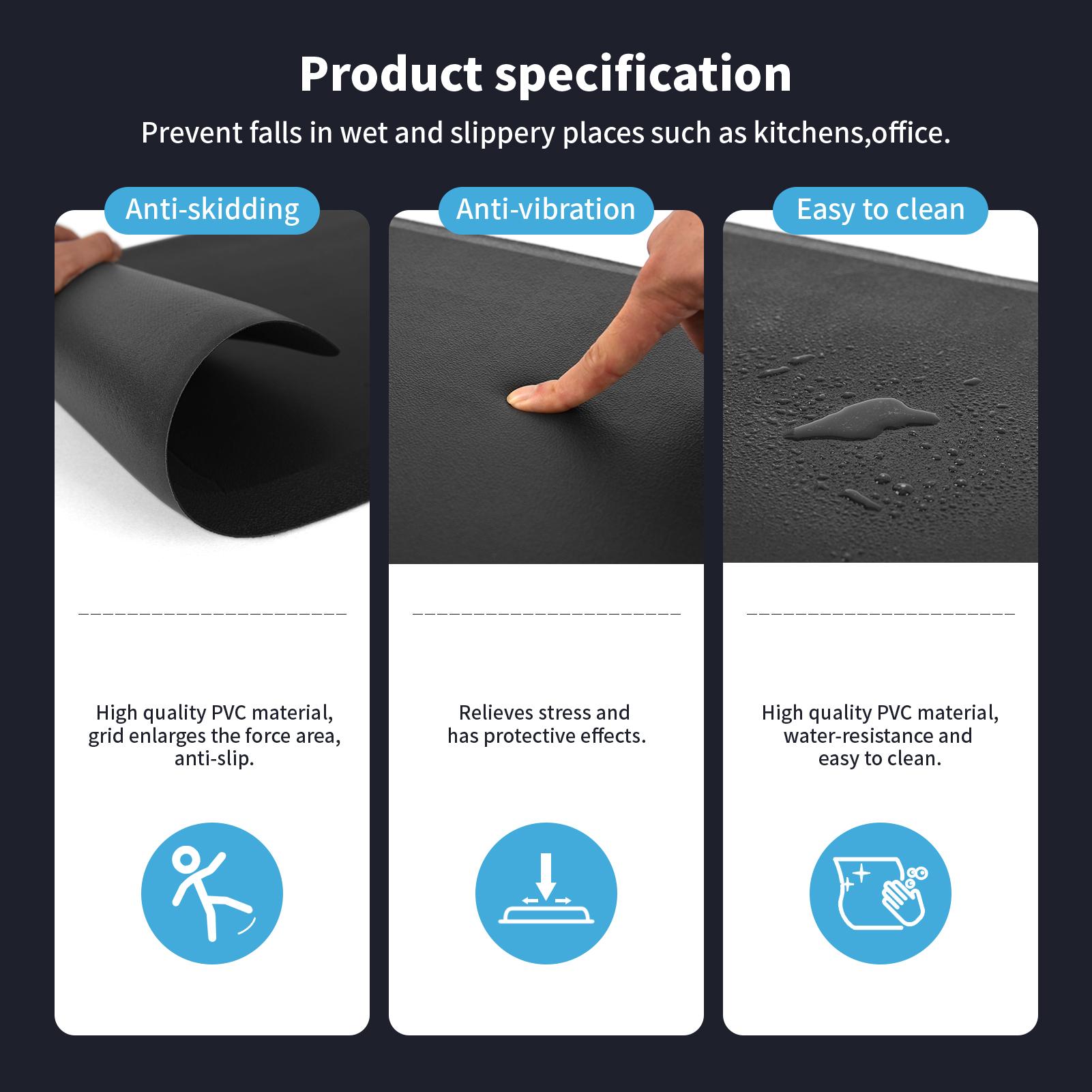 Art3d Anti-Fatigue Kitchen Mat – Cushioned, Non-Slip, Waterproof Floor Carpets for Standing Desk, Office & Home (28"x17.3", Black)