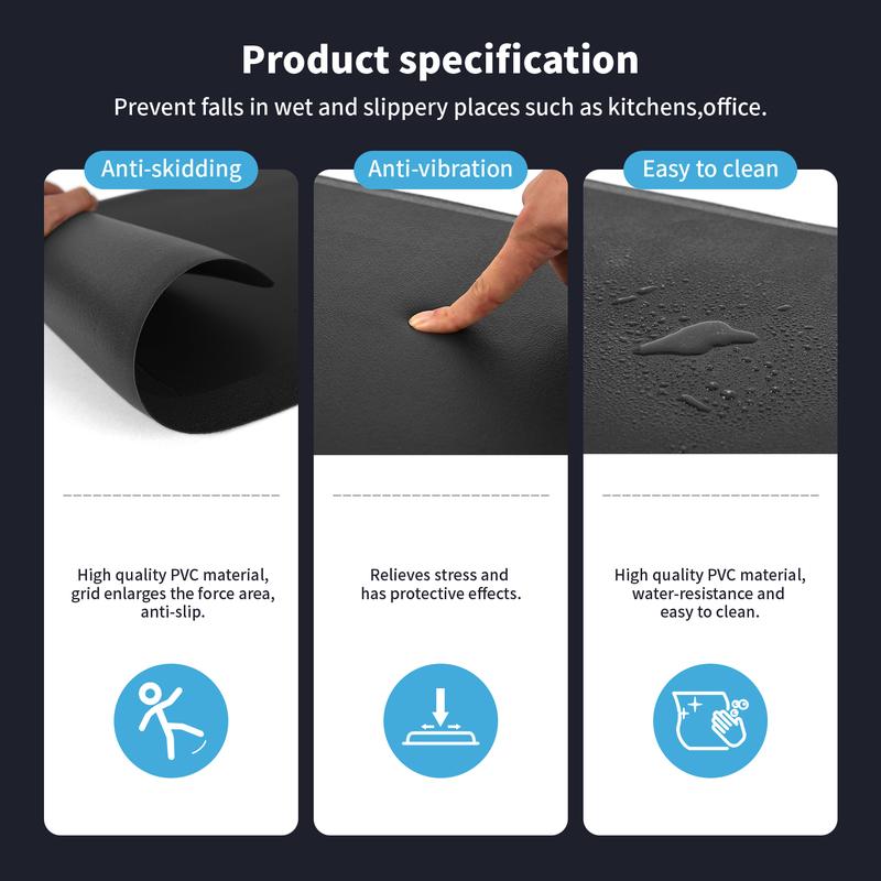 Art3d Anti-Fatigue Kitchen Mat – Cushioned, Non-Slip, Waterproof Floor Carpets for Standing Desk, Office & Home (28"x17.3", Black)