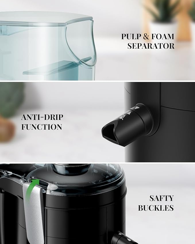 800/1200/1300W+2.5/3/3.2 inch Feed Chute Juicer Electric Juicer with Titanium Enhanced Cut Disc, for Fruits and Veggies, Anti-Drip, Blender Jug