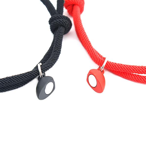 Couple Rhinestone Decorated Magnetic Heart Charm String Bracelet  Gift with Rose Gift Box, 1 Set Fashionable Jewelry for Women & Men, Trendy Bf Gf Bracelet Jewelry for Birthday Gift