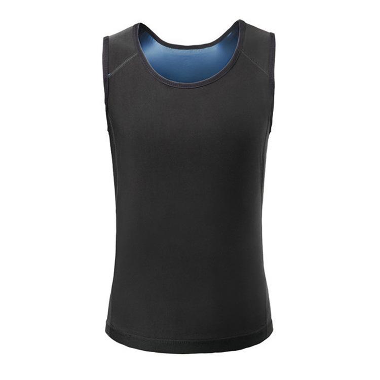 Men's Sweat Vest Fitness Shapewear Tech Blue Powerful Abdominal Shaping Sportswear for Gym Summer Heat-Gathering Core Support Nano-Level Coating