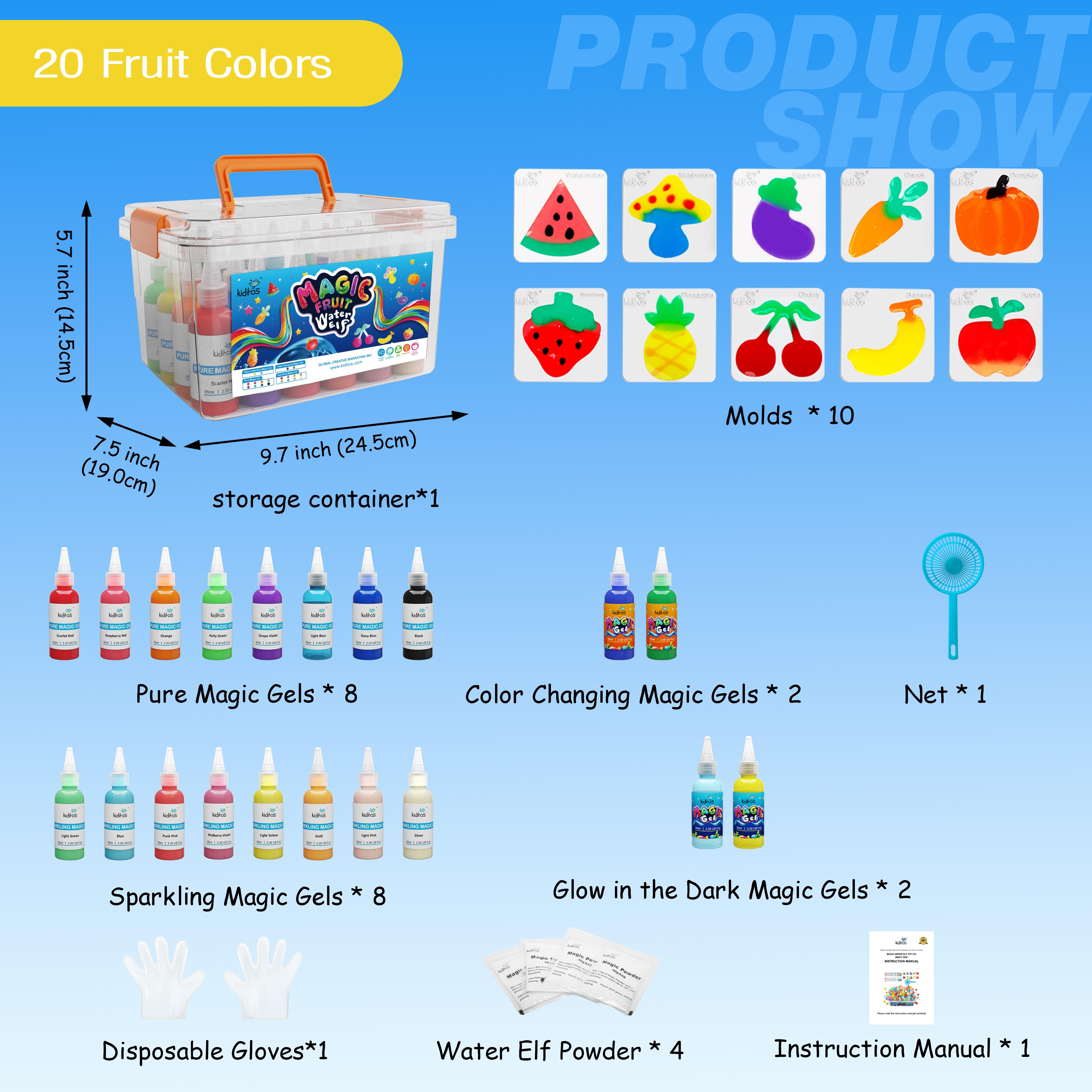 Kiditos  Magic Water Elf Toy Kit with Magic Gels, Molds - Imaginative Play, Christmas Gifts, Birthday Gifts, Party Favors, and Family-Friendly DIY STEM Projects