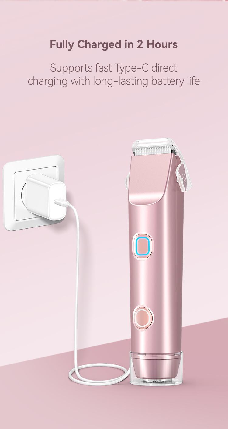 Bikini Trimmer for Women, 1 Box Rechargeable 2 in 1 Women Electric Shaver Dual Head Waterproof Hair Removal Machine for Armpits and Legs