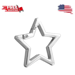 Star Shaped Stainless Steel Keychain Clip Carabiner Snap Hook Holder Silver