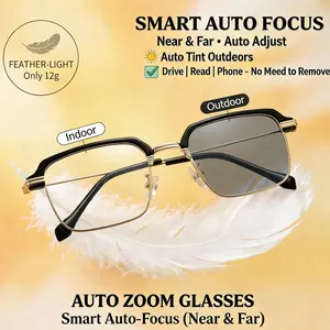 Smart Zoom Auto-Adjusting Reading Glasses | EyeCareTok VisionTok 1.00-7.00 Diopters Photochromic UV Blue Light Filter | Unisex Lightweight Eyewear Gift for Parents Seniors Daily Wear