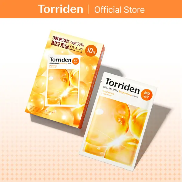 [Torriden Official] CELLMAZING Vita C Sheet Mask (10 sheets) | Radiance-Boosting Brightening Sheet Mask, Hydrating, Nourishing Dewy Skin with 5D Vitamin C