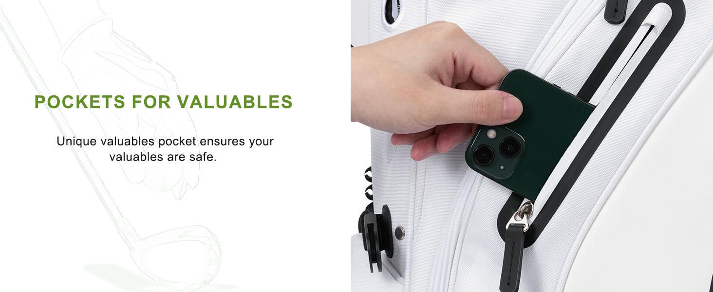 UNIHIMAl Lightweight Golf Stand Bag with 5 Way Full-Length Dividers, Semi-Concealed Stand, Folding Base, Adjustable Dual Straps and 8 Pockets White