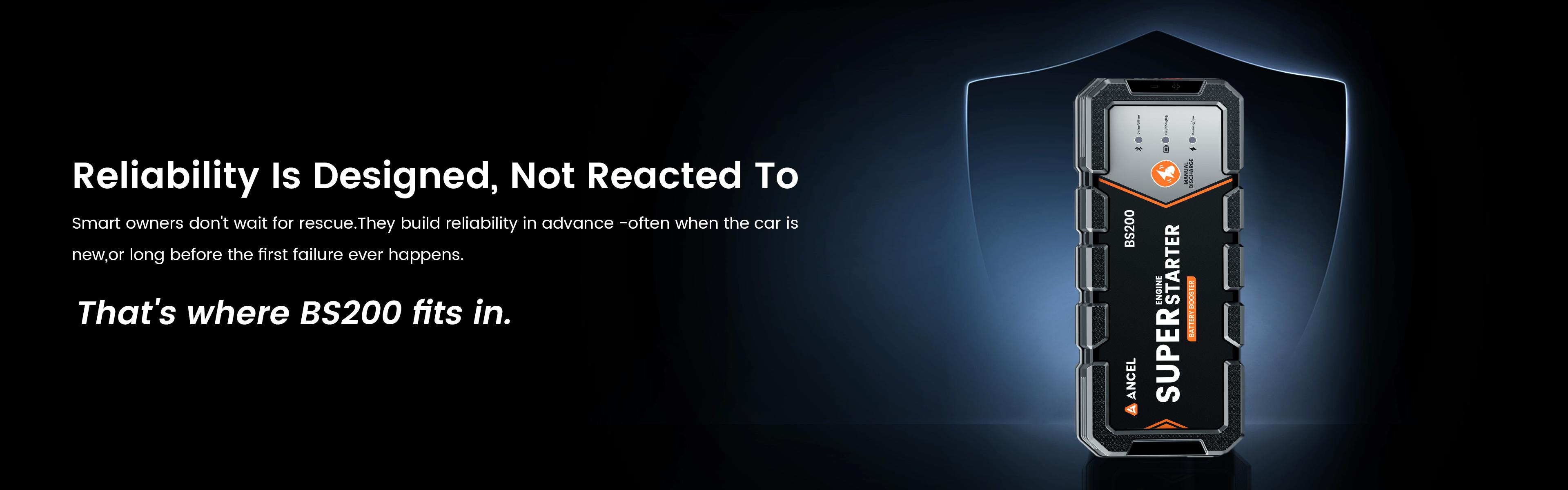 ANCEL BS200 Super Jump Starter with App Battery Check for 12V Cars & SUVs (Gas ≤3.0L / Diesel ≤2.5T Engines)