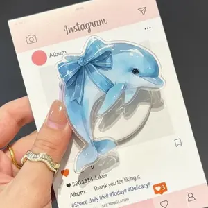Cute Blue Dolphin with Bow MagSafe Phone Grip – Magnetic Pop Socket & Kickstand – Ocean Animal Phone Accessory