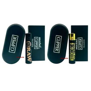 Clipper Raw Clipper Full Metal Lighters Refillable & Clipper Mex Skulls Full Metal Lighter with Case