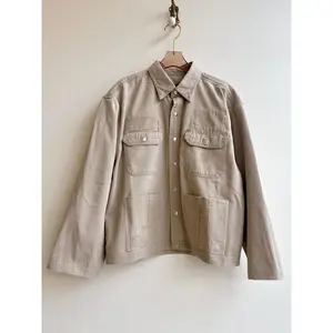Wheat Shirtjacket w/ Tonal Star Quilt Patch and Patch Pockets (Reworked)