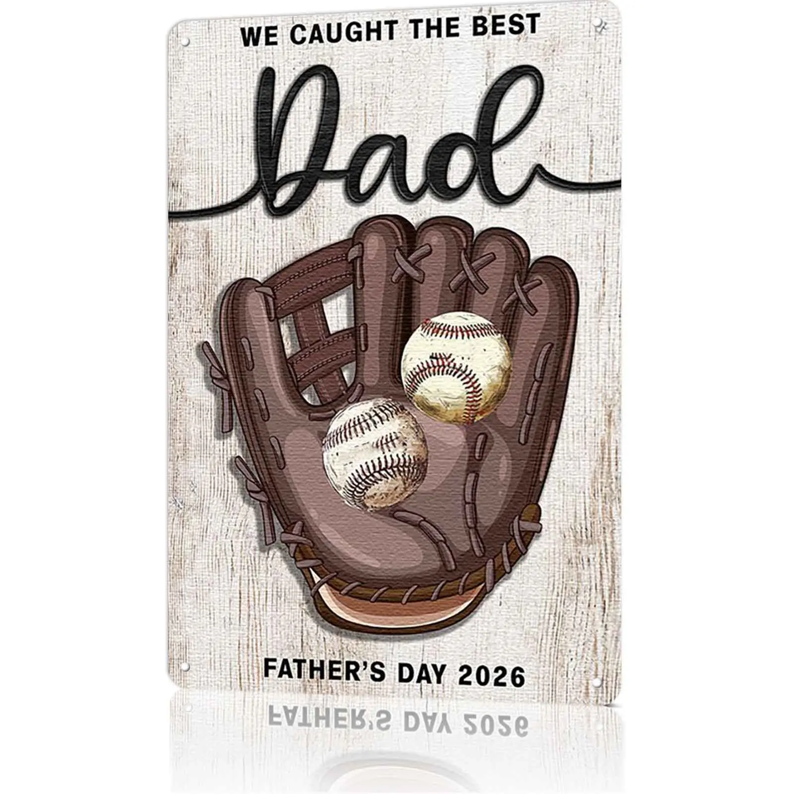 8x12 in Rectangle Metal Baseball Home Wall Art Sign - Creative Design, Picture Image, Quotes Print "We Caught The Best Dad" Plaque, 2026 Father's Day Dad Gift for Bedroom Garage Office Decor, Creative Design Print, Decoration, Picture Image Prints