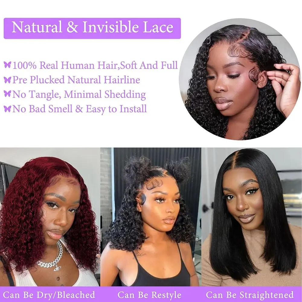 7x6 Glueless Wigs Human Hair 6x4 Deep Wave Wig Bob Ready To  display picture 1