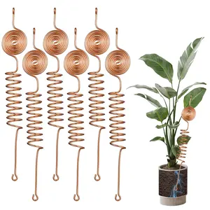 6 Pack Electroculture Copper Gardening Antenna Kit Thick 10-Gauge 99% Copper Wire Electroculture Plant Stakes Tensor Rings Kit Rods Electronic Planting for Growing Vegetable Garden Plants Support