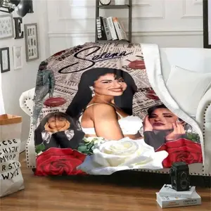 Selena Quintanilla Vintage Art Flannel Blanket - Premium Flannel Material Soft Warm Plush Throw for Sofa Bed Living Room Travel Picnic Kids Family Gift Mother's Day Valentine's Day Birthday Christmas Gift