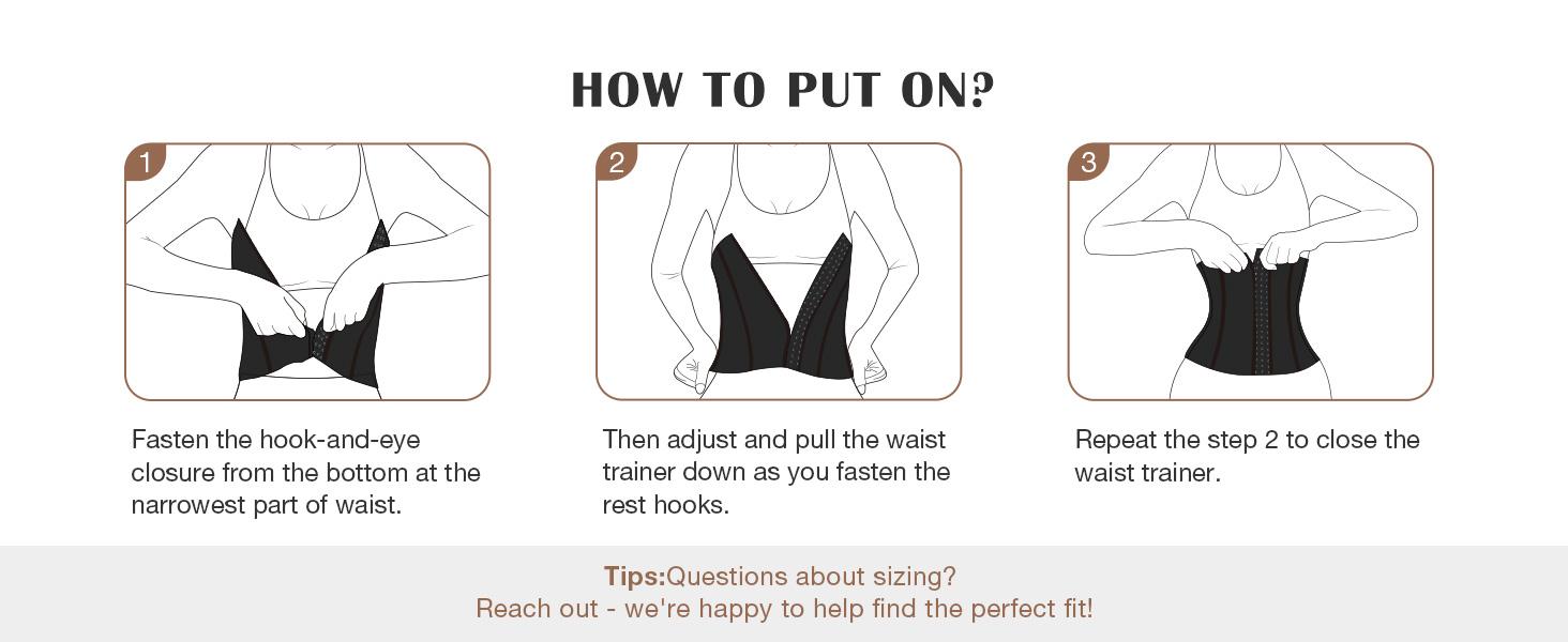 FeelinGirl Waist Trainer for Women Latex Waist Cincher Corset LatexPlus Size Shapewear 3 Hooks Cincher Garment Compression tummycontrol Womenswear Underwear Springtok