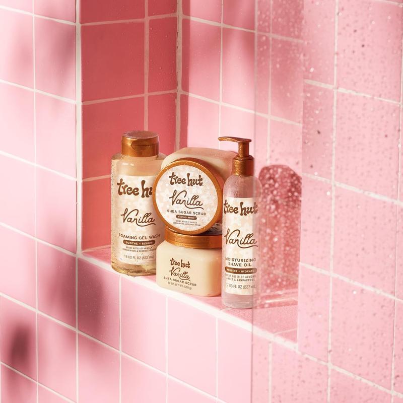 Tree Hut Vanilla Foaming Gel Wash, Moisturizing & Hydrating Body Wash with Shea Butter, Gently Cleanses for Soft, Fresh & Radiant Skin, 18 fl oz