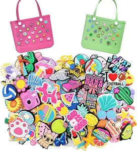 30PCS Assorted Bogg Tote Charms Set, Mixed Leisure PVC Decorative Accessories for Beach Handbags, Cute Random Inserts Collection for Women
